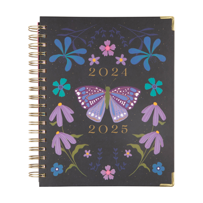 2024 Midnight Botanical Twin Loop Happy Planner - Classic Dashboard Layout - 18 Months